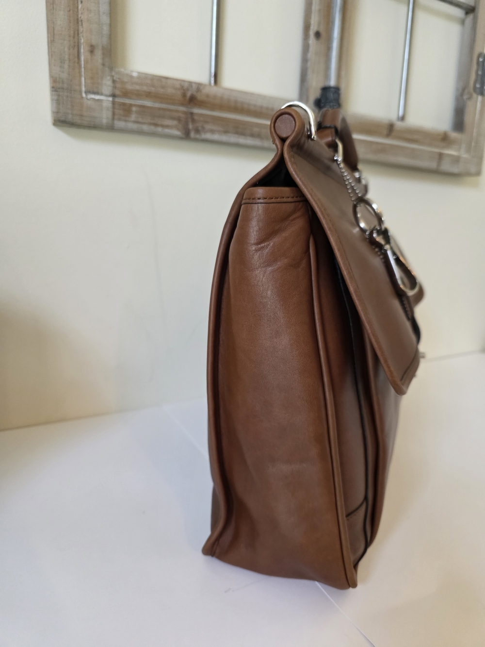 Vintage Coach Barclay Leather Briefcase Messenger Bag Cognac Laptop Work - Picture 8 of 14